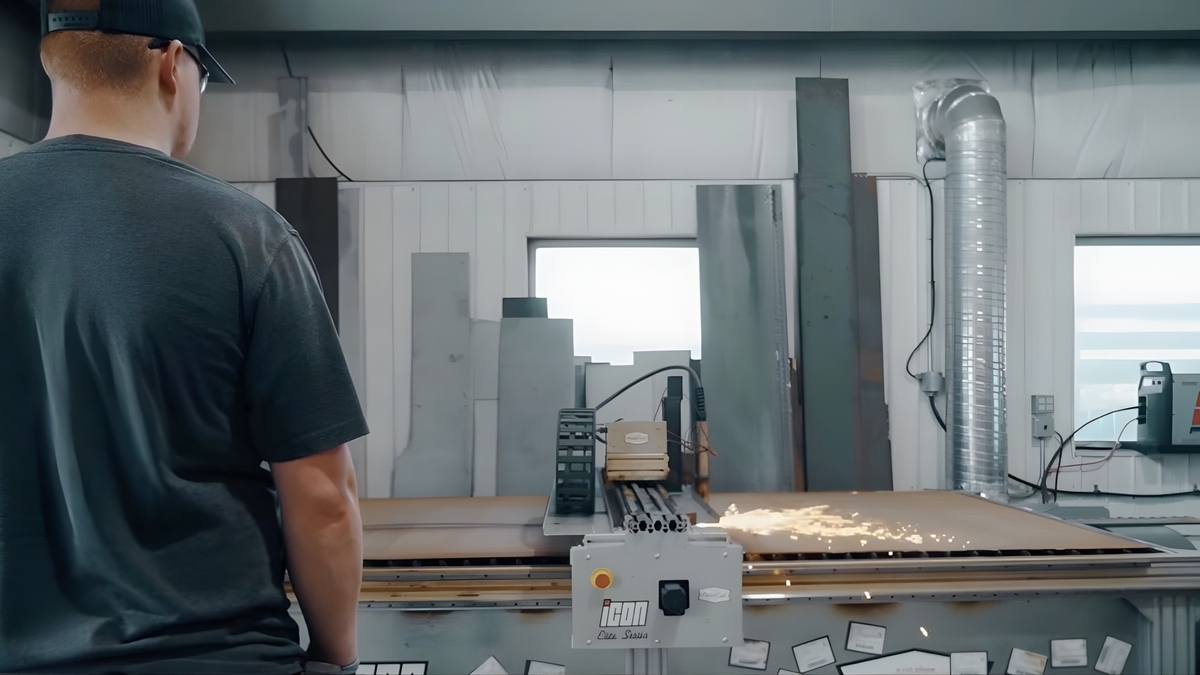 Core Fabrication team member observing machinery during fabrication process